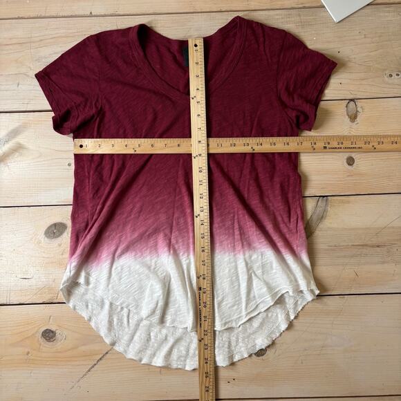 Anthropologie Left of Center EUC Women's Hombre V-Neck Pink White Tee Size XSP - Picture 6 of 6